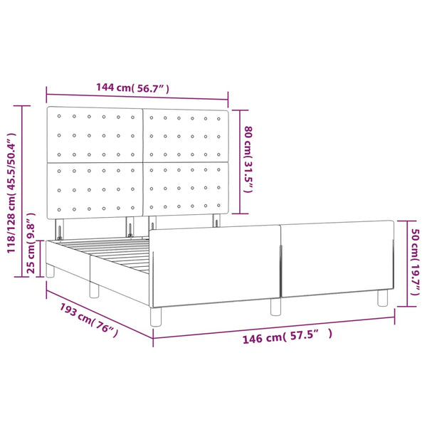 vidaXL Bed Frame with Headboard Pink 140x190 cm Velvet