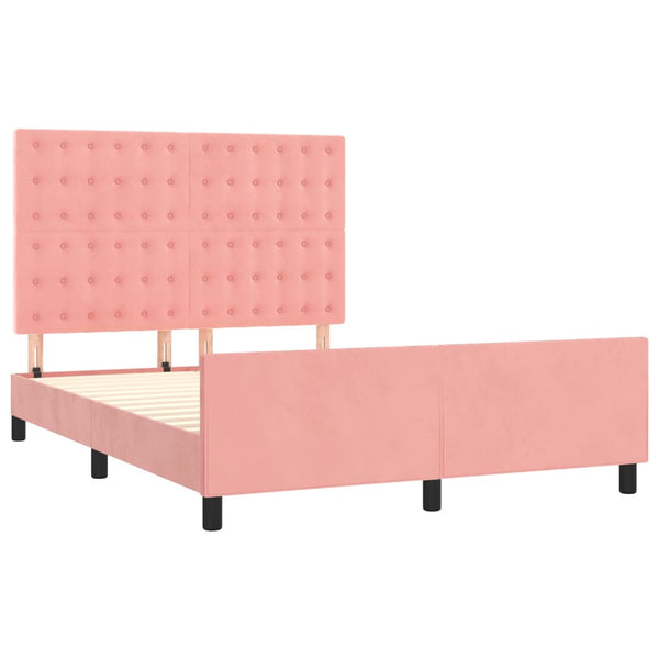 vidaXL Bed Frame with Headboard Pink 140x190 cm Velvet