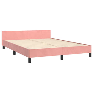 vidaXL Bed Frame with Headboard Pink 140x190 cm Velvet