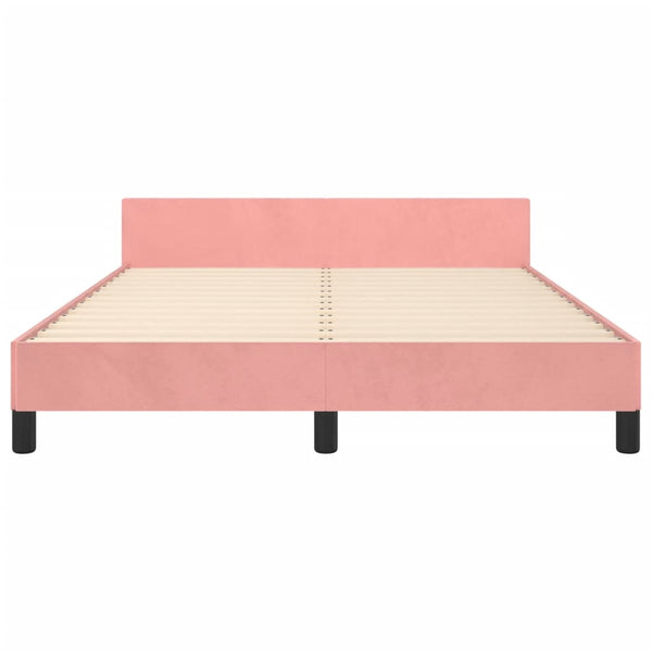 vidaXL Bed Frame with Headboard Pink 140x190 cm Velvet