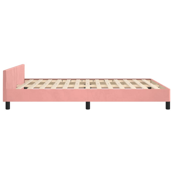 vidaXL Bed Frame with Headboard Pink 140x190 cm Velvet
