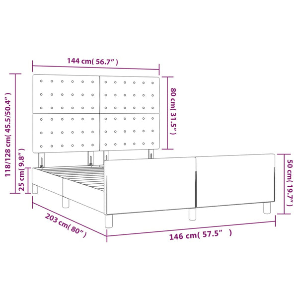 vidaXL Bed Frame without Mattress Light Gray 140x200 cm Velvet