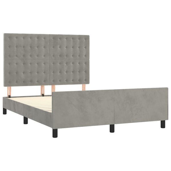 vidaXL Bed Frame without Mattress Light Gray 140x200 cm Velvet