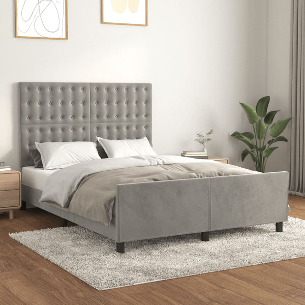 vidaXL Bed Frame without Mattress Light Gray 140x200 cm Velvet