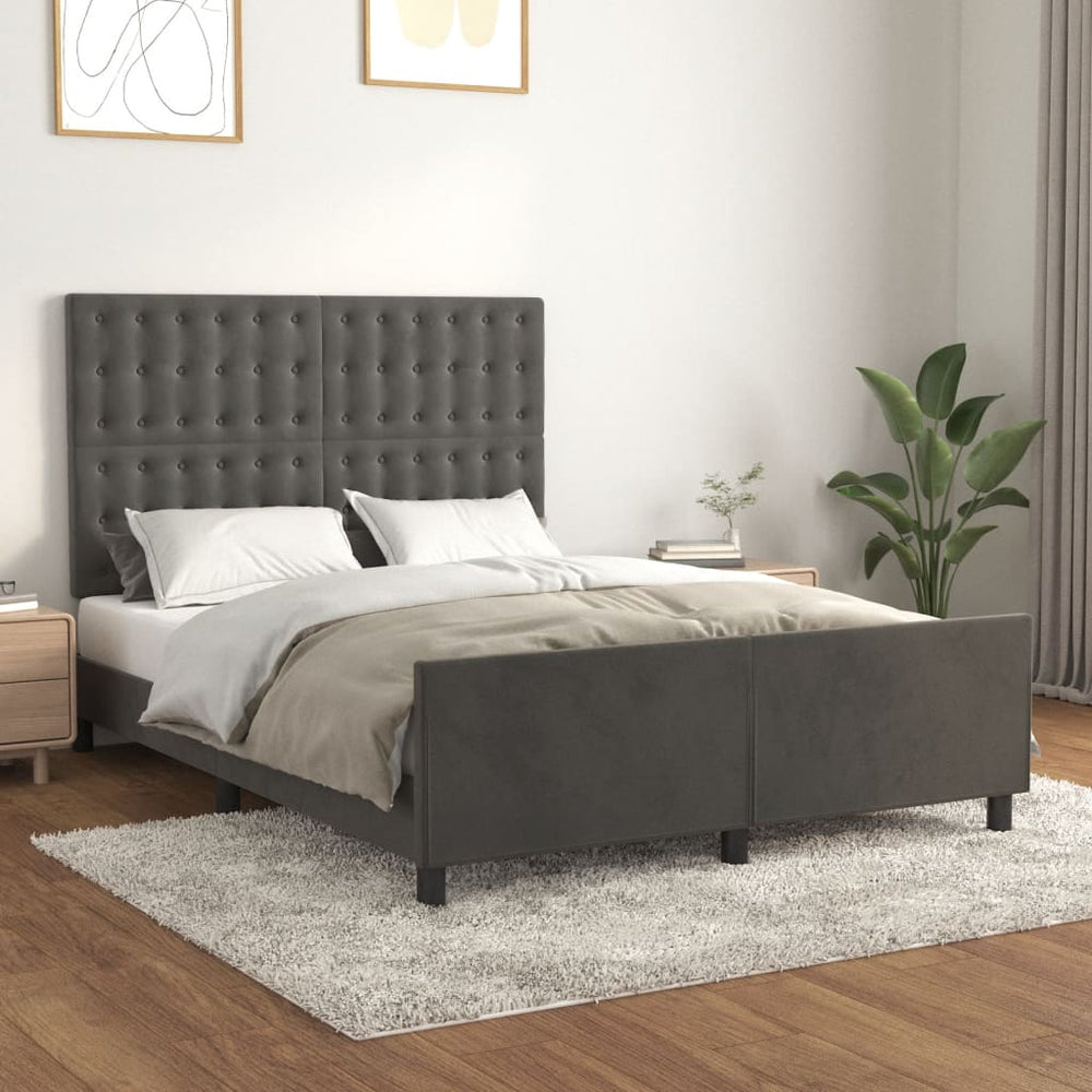 vidaXL Bed Frame without Mattress Dark Gray 140x200 cm Velvet