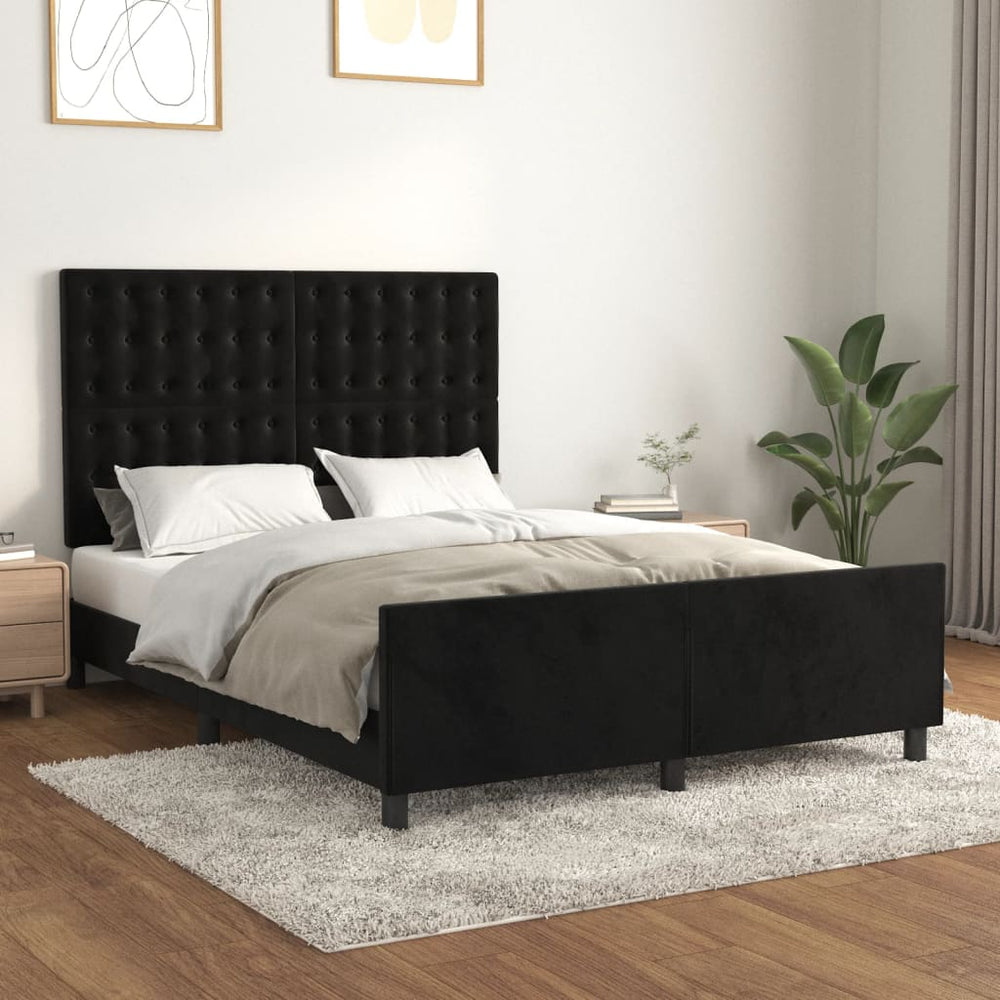 vidaXL Bed Frame without Mattress Black 140x200 cm Velvet
