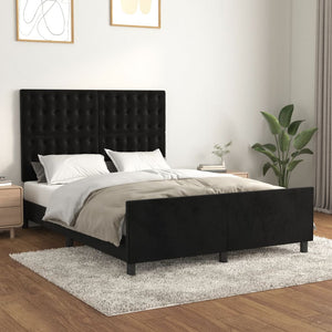 vidaXL Bed Frame without Mattress Black 140x200 cm Velvet