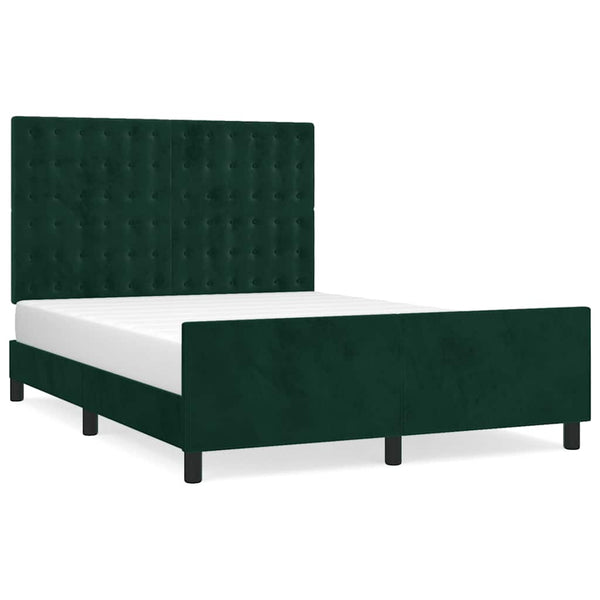 vidaXL Bed Frame without Mattress Dark Green 140x200 cm Velvet