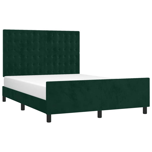 vidaXL Bed Frame without Mattress Dark Green 140x200 cm Velvet