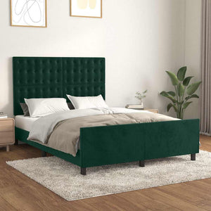 vidaXL Bed Frame without Mattress Dark Green 140x200 cm Velvet