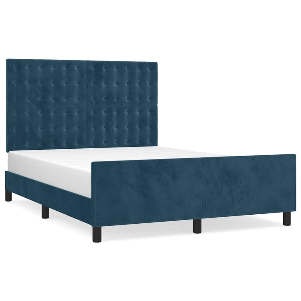 vidaXL Bed Frame without Mattress Dark Blue 140x200 cm Velvet