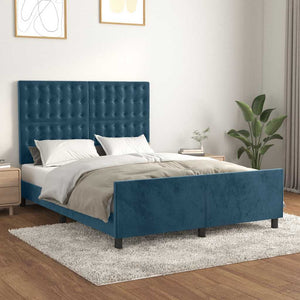 vidaXL Bed Frame without Mattress Dark Blue 140x200 cm Velvet