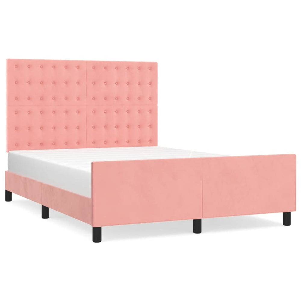 vidaXL Bed Frame with Headboard Pink 140x200 cm Velvet