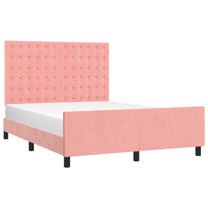 vidaXL Bed Frame with Headboard Pink 140x200 cm Velvet
