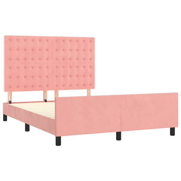 vidaXL Bed Frame with Headboard Pink 140x200 cm Velvet