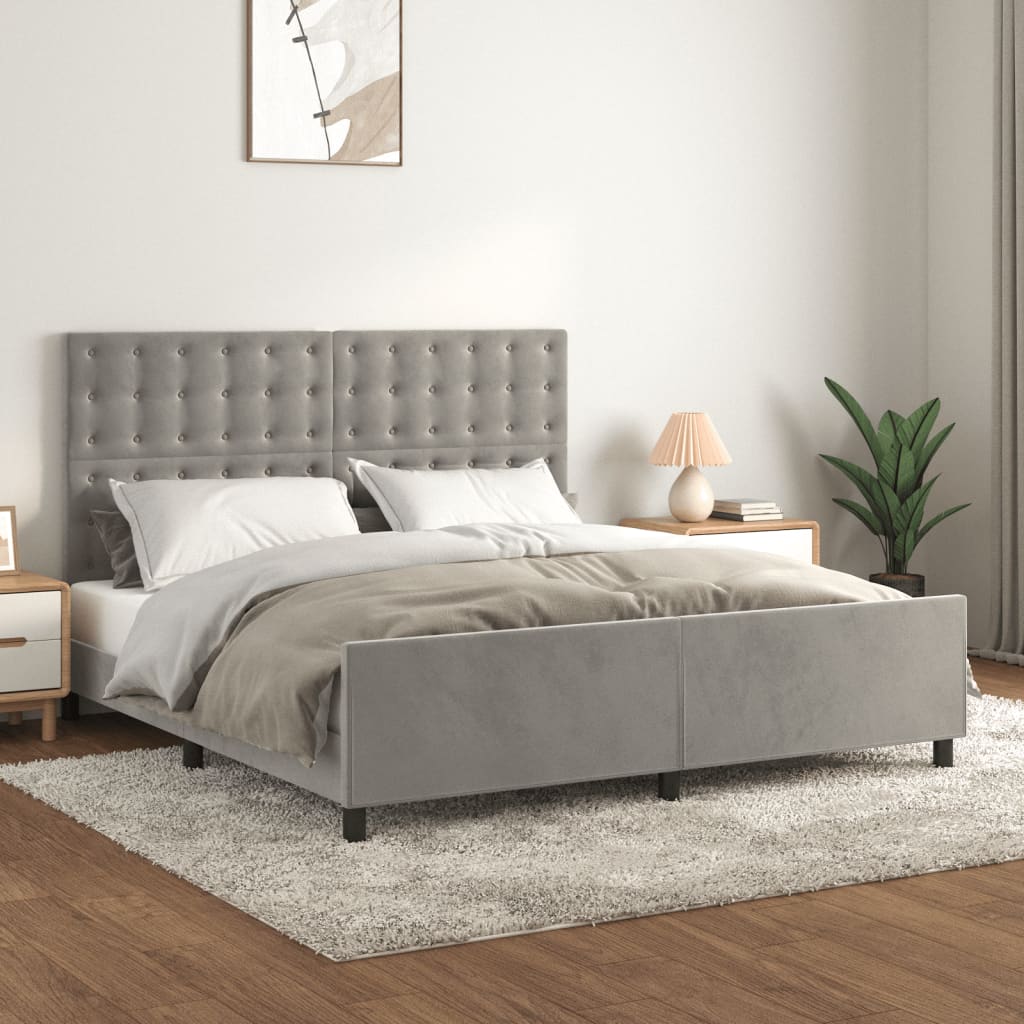 vidaXL Bed Frame without Mattress Light Grey 160x200 cm Velvet