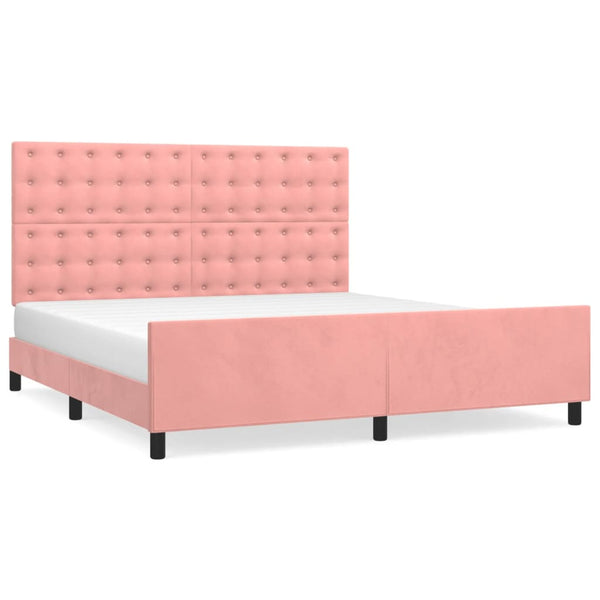 vidaXL Bed Frame with Headboard Pink 160x200 cm Velvet