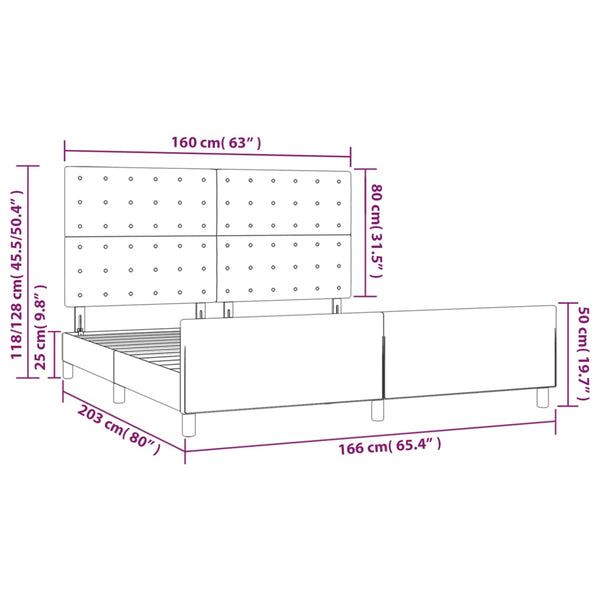 vidaXL Bed Frame with Headboard Pink 160x200 cm Velvet