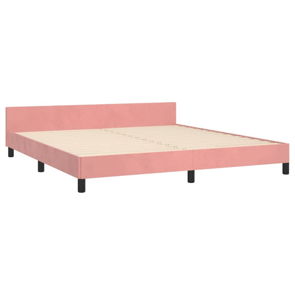 vidaXL Bed Frame with Headboard Pink 160x200 cm Velvet