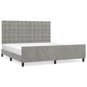 vidaXL Bed Frame with Headboard Light Gray 180x200 cm Velvet