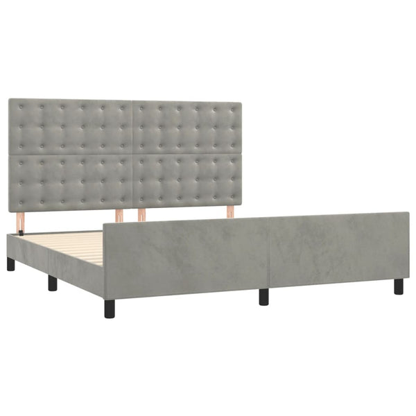 vidaXL Bed Frame with Headboard Light Gray 180x200 cm Velvet