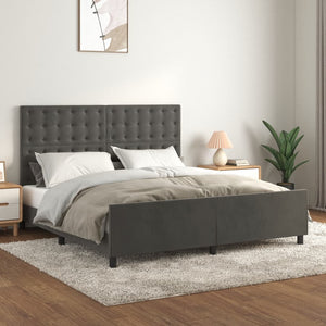 vidaXL Bed Frame with Headboard Dark Grey 180x200 cm Velvet