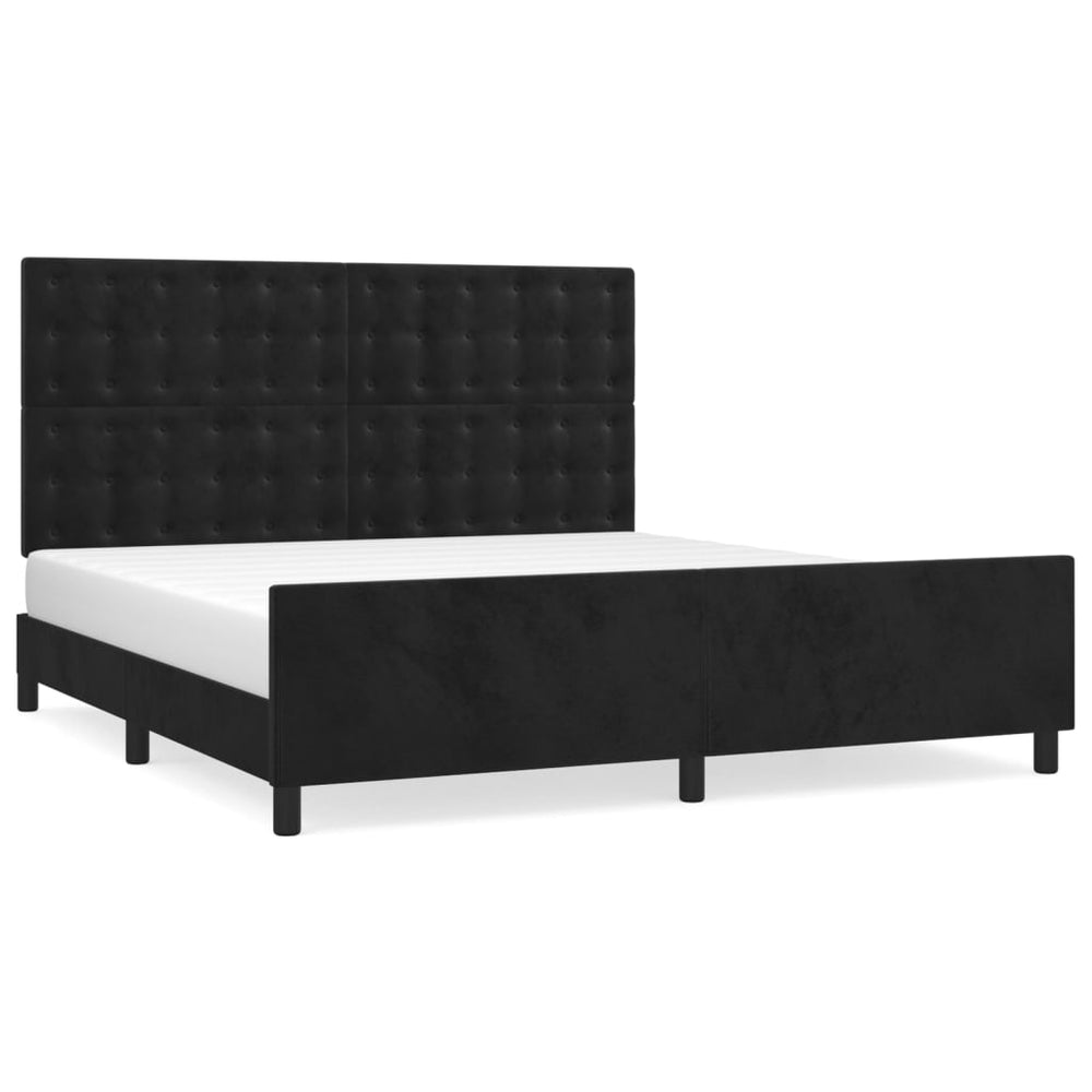 vidaXL Bed Frame with Headboard Black 180x200 cm Velvet