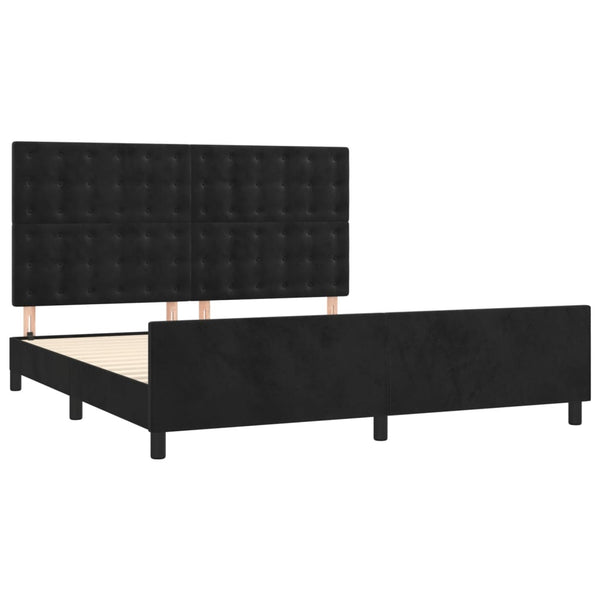 vidaXL Bed Frame with Headboard Black 180x200 cm Velvet