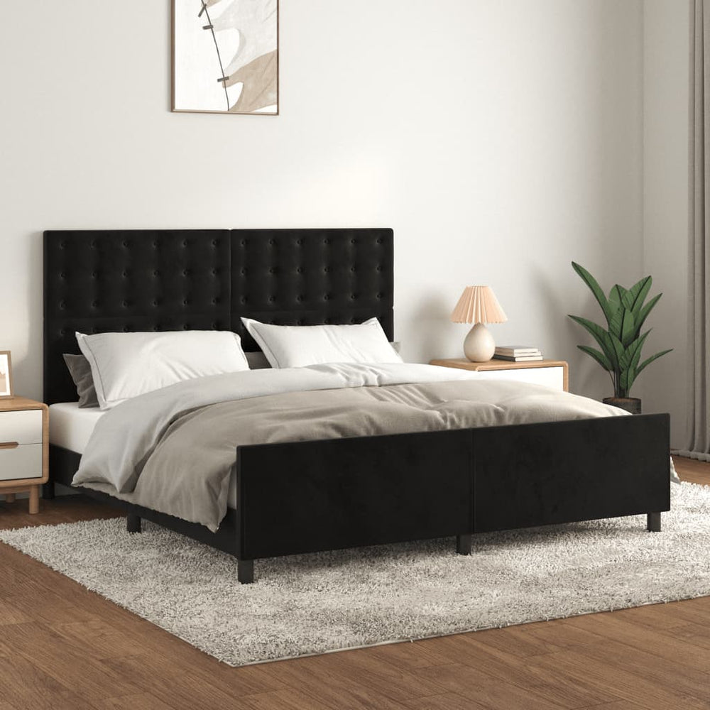 vidaXL Bed Frame with Headboard Black 180x200 cm Velvet