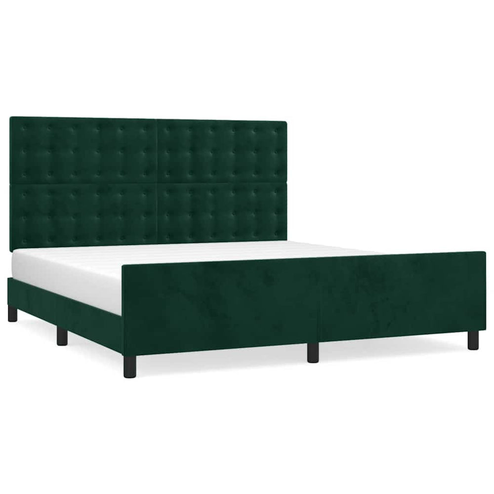 vidaXL Bed Frame with Headboard Dark Green 180x200 cm Velvet