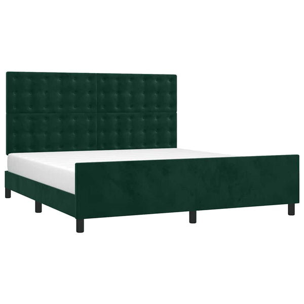 vidaXL Bed Frame with Headboard Dark Green 180x200 cm Velvet