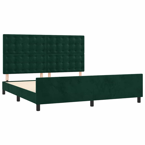 vidaXL Bed Frame with Headboard Dark Green 180x200 cm Velvet