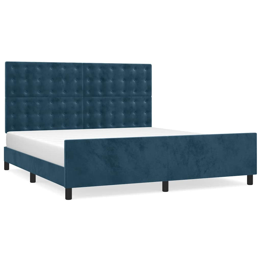 vidaXL Bed Frame with Headboard Dark Blue 180x200 cm Velvet