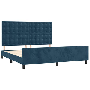 vidaXL Bed Frame with Headboard Dark Blue 180x200 cm Velvet