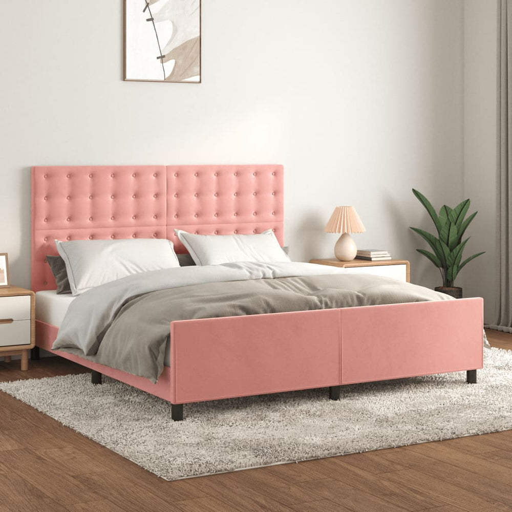 vidaXL Bed Frame with Headboard Pink 180x200 cm Velvet