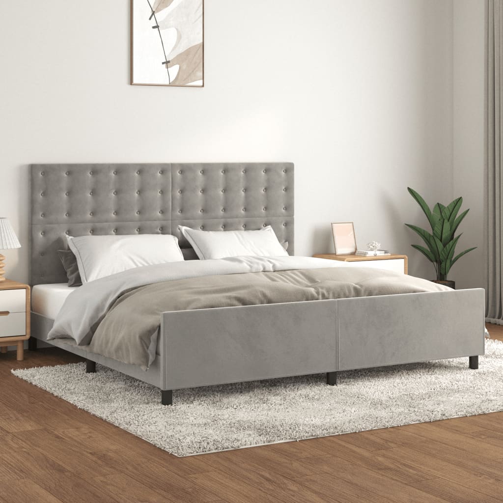 vidaXL Bed Frame without Mattress Light Grey 200x200 cm Velvet