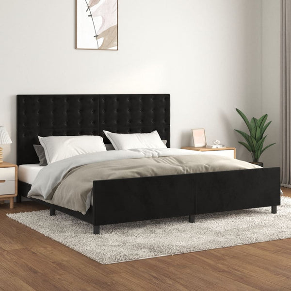 vidaXL Bed Frame without Mattress Black 200x200 cm Velvet