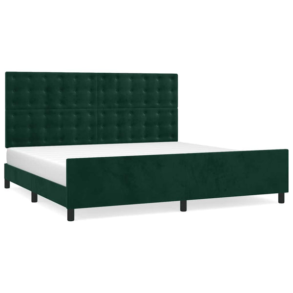 vidaXL Bed Frame without Mattress Dark Green 200x200 cm Velvet