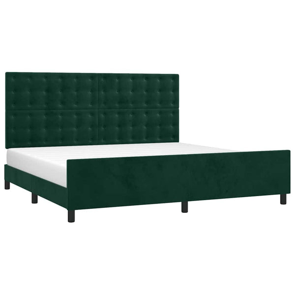 vidaXL Bed Frame without Mattress Dark Green 200x200 cm Velvet