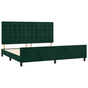 vidaXL Bed Frame without Mattress Dark Green 200x200 cm Velvet