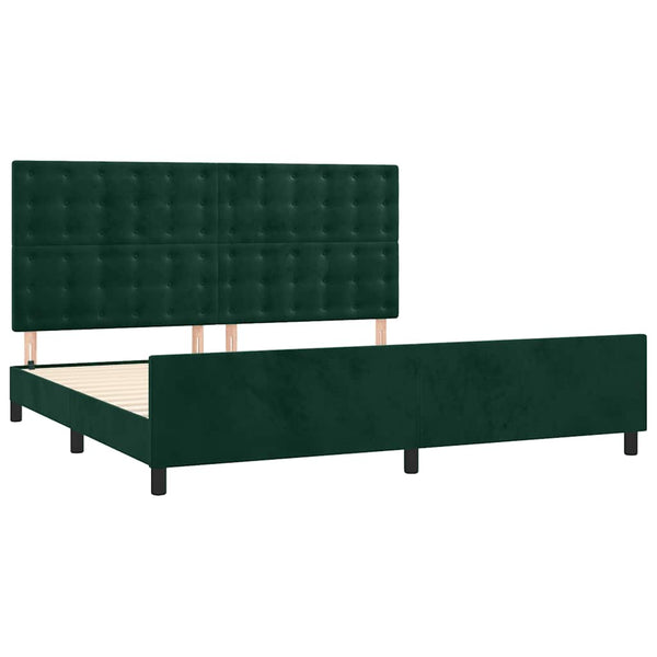 vidaXL Bed Frame without Mattress Dark Green 200x200 cm Velvet