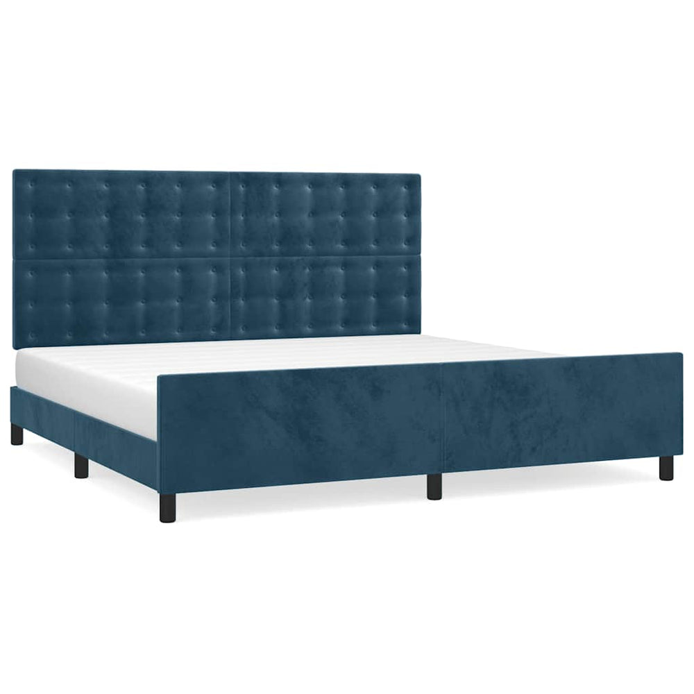 vidaXL Bed Frame without Mattress Dark Blue 200x200 cm Velvet