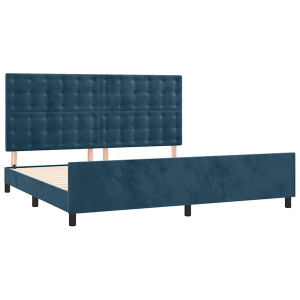vidaXL Bed Frame without Mattress Dark Blue 200x200 cm Velvet