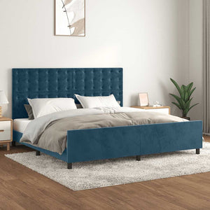 vidaXL Bed Frame without Mattress Dark Blue 200x200 cm Velvet