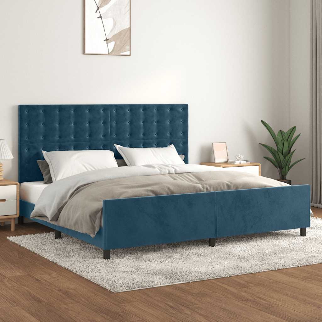 vidaXL Bed Frame without Mattress Dark Blue 200x200 cm Velvet