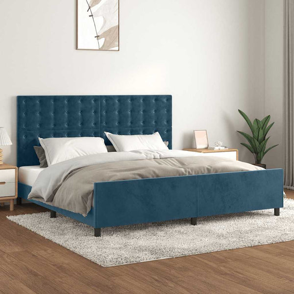 vidaXL Bed Frame without Mattress Dark Blue 200x200 cm Velvet