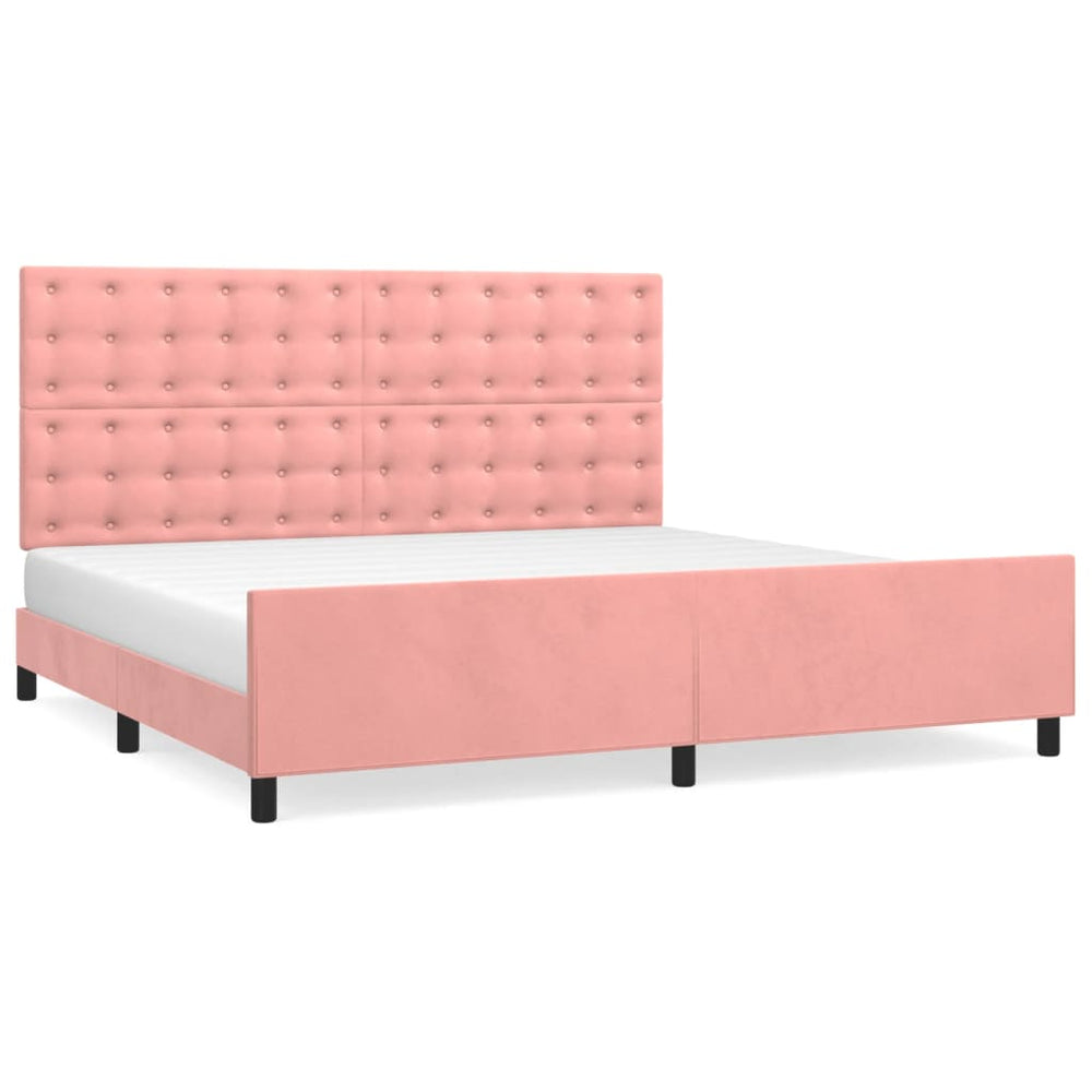 vidaXL Bed Frame with Headboard Pink 200x200 cm Velvet