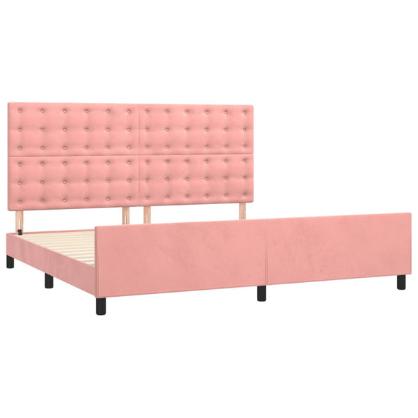 vidaXL Bed Frame with Headboard Pink 200x200 cm Velvet