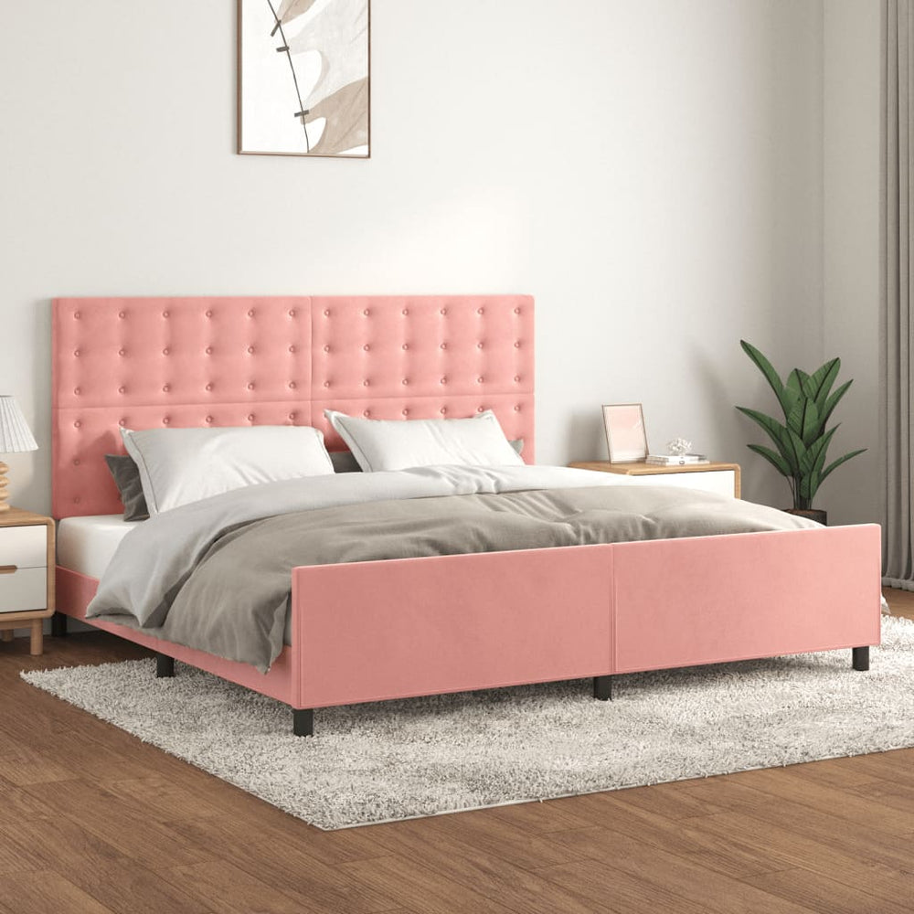 vidaXL Bed Frame with Headboard Pink 200x200 cm Velvet