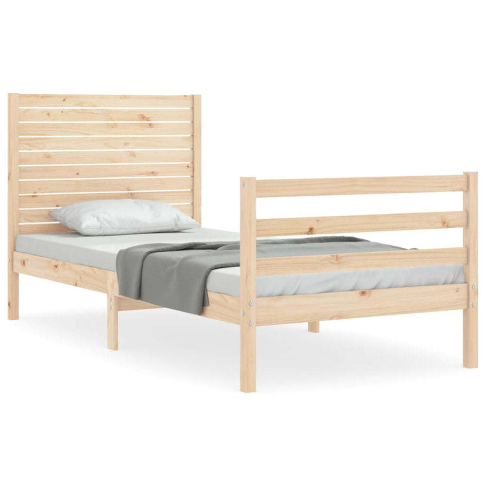 vidaXL Solid Wood Bed with Headboard 100x200 cm